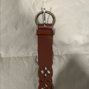 Patricia Nash Brown Leather Belt with Silver Buckle